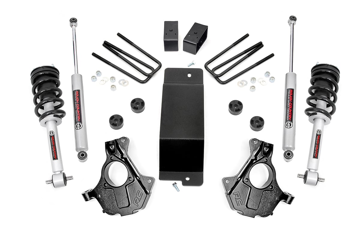 Chevrolet Silverado 1500 LD Suspension Lift Kit - Front + Rear - Rough Country - 3.5 Inch Lift Kit | Cast Steel LCA | FR N3 - 2019